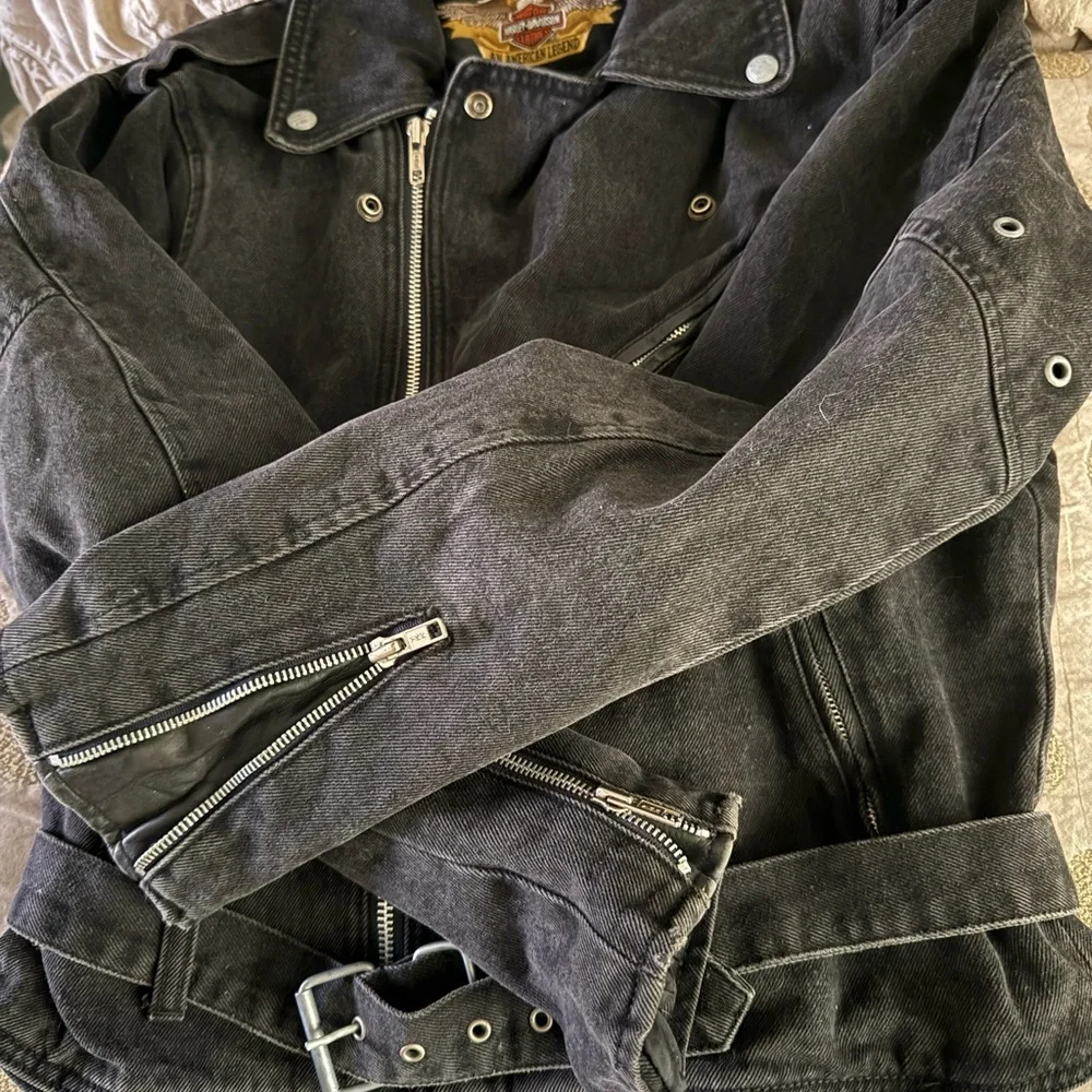 HARLEY DAVIDSON black denim unisex jacket - Picture 4 of 9